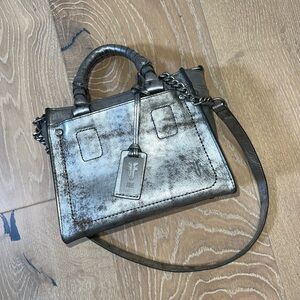 Frye Distressed Silver Leather Bag